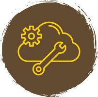 Cloud Computing Line Circle Sticker Icon vector