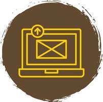 Sending Email Line Circle Sticker Icon vector