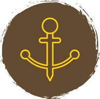 Anchor Line Circle Sticker Icon vector