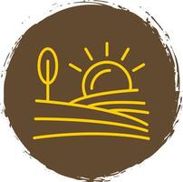 Farm Line Circle Sticker Icon vector