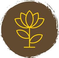 Lotus Flower Line Circle Sticker Icon vector