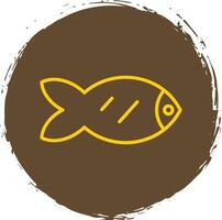 Fish Line Circle Sticker Icon vector