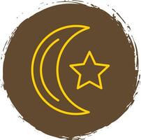 Moon Line Circle Sticker Icon vector