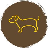 perro línea circulo pegatina icono vector