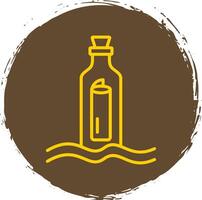 Message In A Bottle Line Circle Sticker Icon vector