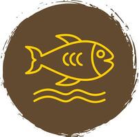 Fish Line Circle Sticker Icon vector