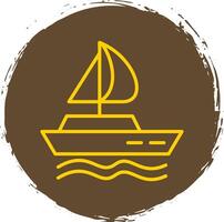 Boat Line Circle Sticker Icon vector