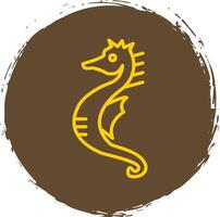 Seahorse Line Circle Sticker Icon vector