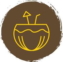 Coconut Drink Line Circle Sticker Icon vector