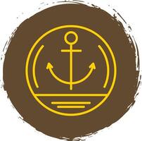 Anchor Line Circle Sticker Icon vector