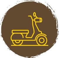 scooter línea circulo pegatina icono vector