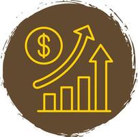 incrementar ventas línea circulo pegatina icono vector