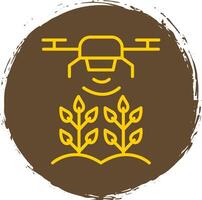 Agricultural Drones Line Circle Sticker Icon vector