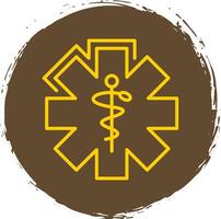 Caduceus Line Circle Sticker Icon vector