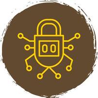 Security Line Circle Sticker Icon vector