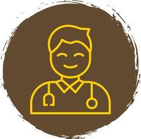 Male Doctor Line Circle Sticker Icon vector