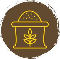 Wheat Sack Line Circle Sticker Icon vector