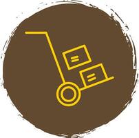 Hand Truck Line Circle Sticker Icon vector