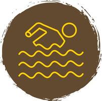 Swimming Line Circle Sticker Icon vector