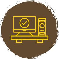 Computer Line Circle Sticker Icon vector