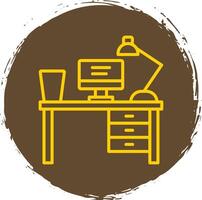 Work Table Line Circle Sticker Icon vector