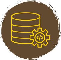 Database Line Circle Sticker Icon vector