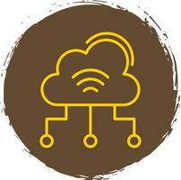 Cloud Computing Line Circle Sticker Icon vector