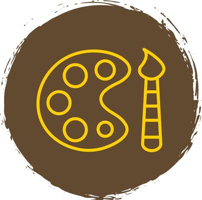 Paint Palette Line Circle Sticker Icon