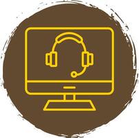 Computer Line Circle Sticker Icon vector