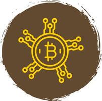 Bitcoin Network Line Circle Sticker Icon vector