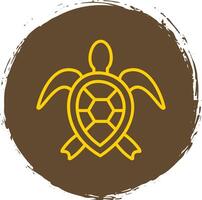 Sea Turtle Line Circle Sticker Icon vector