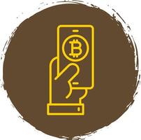 pagar bitcoin línea circulo pegatina icono vector