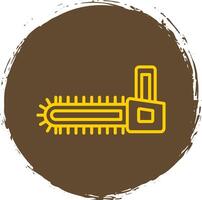 Chainsaw Line Circle Sticker Icon vector