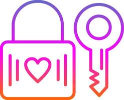 Heart Lock Line Circle Sticker Icon vector