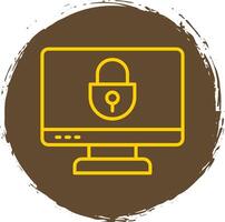 Locked Computer Line Circle Sticker Icon vector