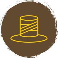 Top Hat Line Circle Sticker Icon vector