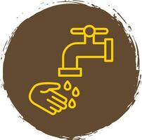 Washing Hands Line Circle Sticker Icon vector