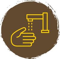 Hand Wash Line Circle Sticker Icon vector