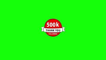 500 followers, Thank You, social sites post. Thank you followers congratulation card. Motion graphics. 500 followers text animation in green screen video