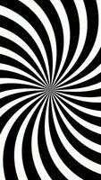 rör på sig genom roterande spiral. hypnos begrepp i minimal stil. hypnotisk optisk illusion. abstrakt bakgrund i svart och vit färger. yr koncentrisk mönster. video