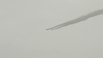 Set of aircraft flying performing airshow video