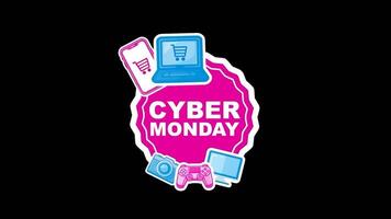 Cyber Monday Pink Promotional Badge with Laptop, Smartphone, and Gaming Controller video