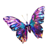 Vibrant colorful 3d butterfly on transparent background AI-Generative png