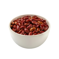 Red beans in a white bowl isolated on transparent background AI-Generative png