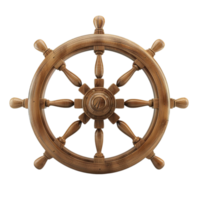 Brown wooden ship steering wheel AI-Generative png
