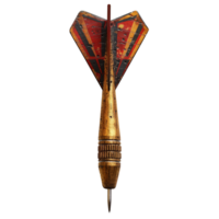 A retro-style dart with a wooden body and a sharp metal tip on a transparent background png