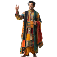 Man in traditional south asian attire gesturing upward png