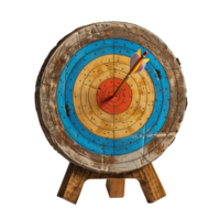 Archery target with a single arrow in bullseye png