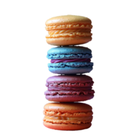 Stack of colorful macarons against transparent background png