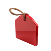 Red blank tag with string on transparent background png